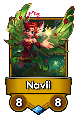 Representation of the gold framed Navii, an graceful and fun angel