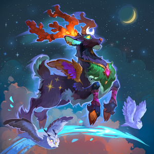 A majestic celestial stag leaping through the cosmos