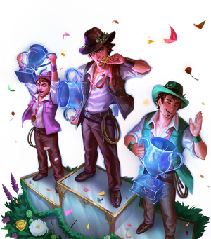 Three Clones posing at their podium finishes.