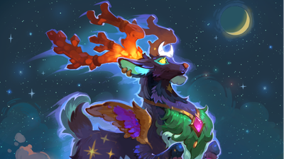 A majestic celestial stag leaping through the cosmos